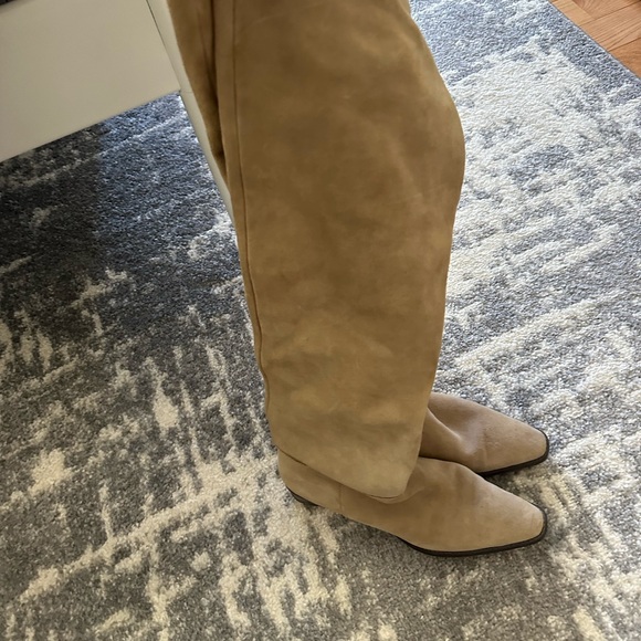 Zara Tan Natural suede Over the Knee Boots - Picture 3 of 5